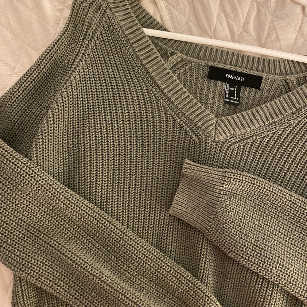 SOLD. Forever21 Cropped Green Knit Sweater